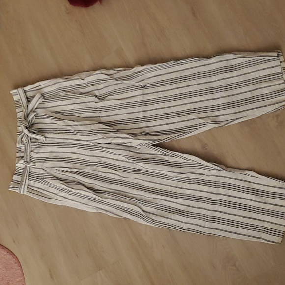 NWT Madewell Linen Paperbag Stripe Pants - 8 - Picture 3 of 9